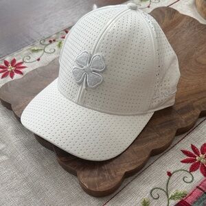 Black Clover Golf White Perforated Cap with Clover Logo